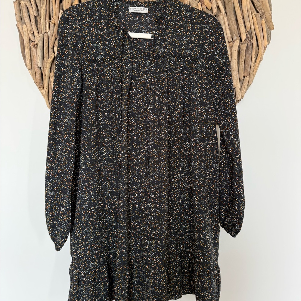 Paper Crane Black Floral Long Sleeve Dress